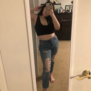 Ripped Straight legged jeans